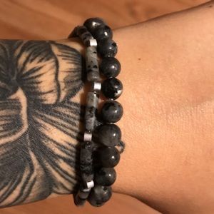 🌚Charcoal/Black Beaded Bracelets (2)🖤